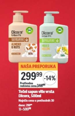 Tečni sapun više vrsta Dicora, 500ml