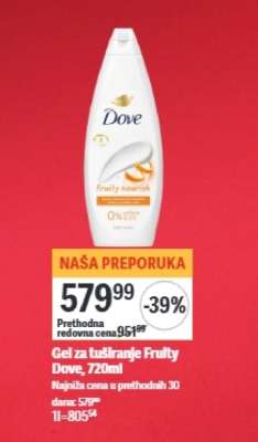 Gel za tuširanje Fruity Dove, 720ml