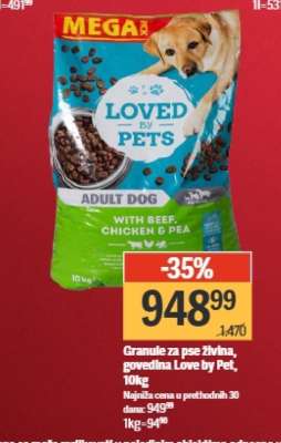 Granule za pse žlivna, govedina Love by Pet, 10kg
