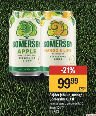 Sajder jabuka, mango Somersby, 0.33l