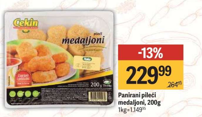 Panirani pileći medaljoni 200g