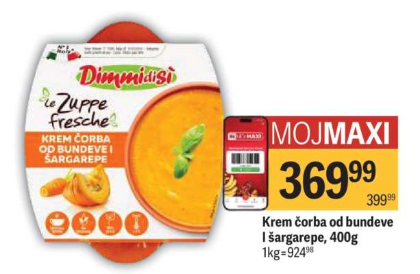Krem čorba od bundeve i šargarepe, 400g