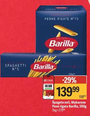 Špagete no5, makarone pene rigate Barilla, 500g