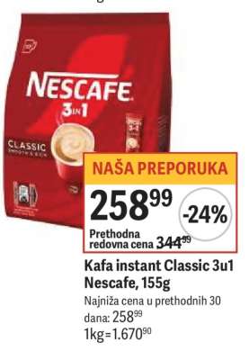 Kafa instant Classic 3u1 Nescafe 155g
