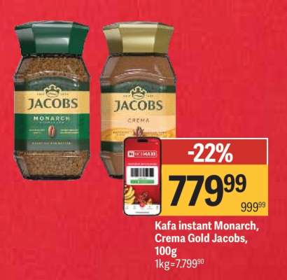 Kafa instant Monarch, Crema Gold Jacobs, 100g