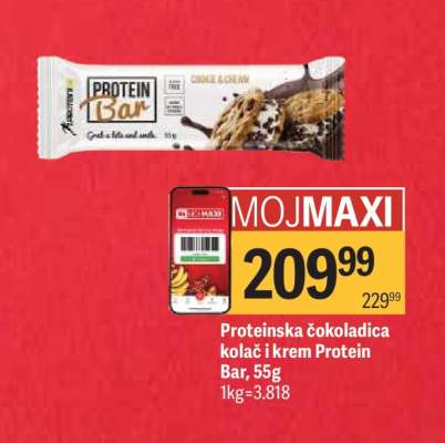 Proteinska čokoladica kolač i krem Protein Bar, 55g