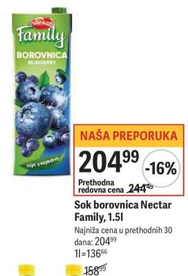 Sok borovnica Nectar Family, 1.5l