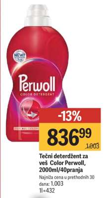 Tečni deterdžent za veš Color Perwoll, 2000ml/40pranja