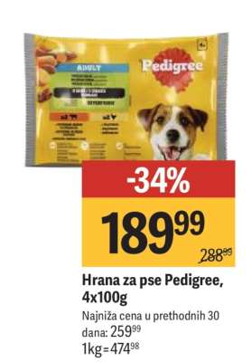 Hrana za pse Pedigree 4x100g