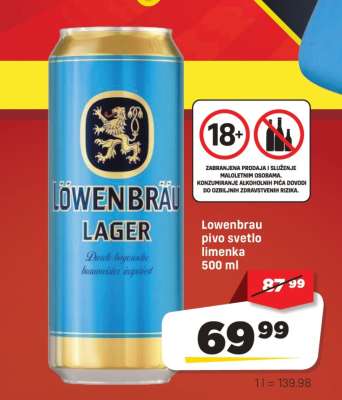 Lowenbrau pivo svetlo limenka 500 ml