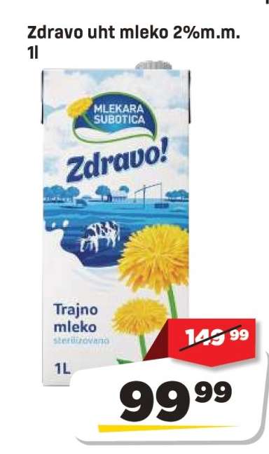 Zdravo uht mleko 2%m.m. 1l