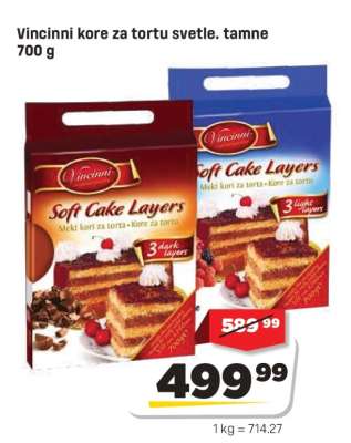 Vincinni kore za tortu svetle tamne 700 g