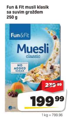 Fun & Fit musli klasik sa suvim grožđem 250 g