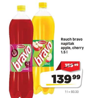 Rauch bravo napitak apple, cherry 1.5 l