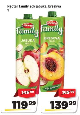 Nectar family sok jabuka, breskva 1 l