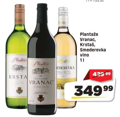 Plantaže Vranac, Krstaš, Smederevka vino 1l