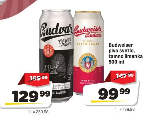 Budweiser pivo svjetlo, tamno limenka 500 ml
