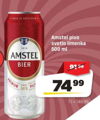 Amstel pivo svetlo limenka 500 ml