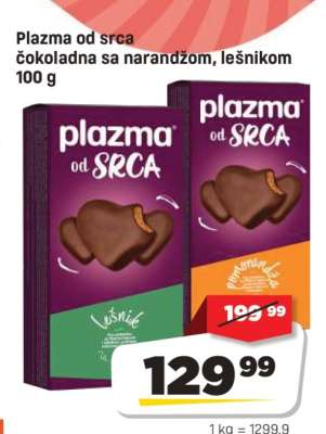 Plazma od srca čokoladna sa narandžom, lešnikom 100 g