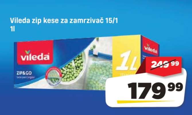 Vileda zip kese za zamrzivač 15/1 1l