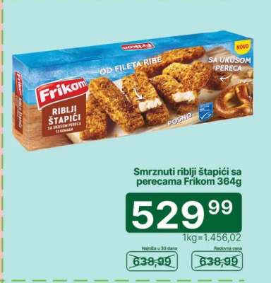 Smrznuti riblji štapići sa perecama Frikom 364g