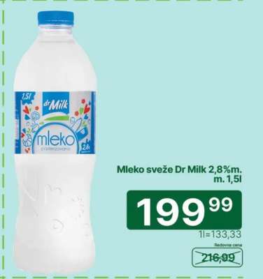 Mleko sveže Dr Milk 2,8%m. m. 1,5l