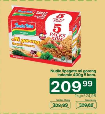 Nudle špagete Mi goreng Indomie 400g 5 kom.