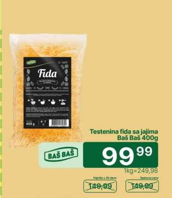 Testenina fida sa jajima Baš Baš 400g