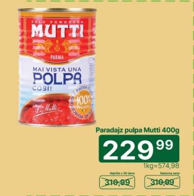Paradajz pulpa Mutti, 400g