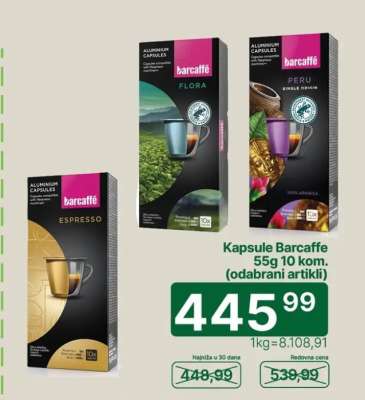 Kapsule Barcaffe 55g 10 kom. (odabrani artikli)
