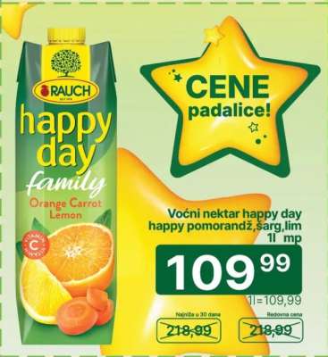 Voćni nektar happy day happy pomorandž, šarg, lim