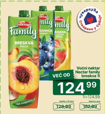 Voćni nektar Nectar Family breskva 1l