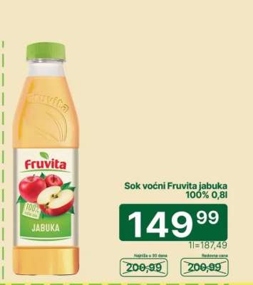 Sok voćni Fruvita jabuka 100% 0,8l