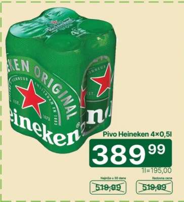 Pivo Heineken 4×0,5l