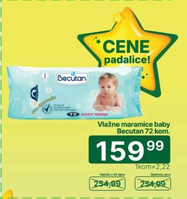 Vlažne maramice baby Becutan 72 kom.