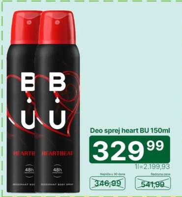 Deo sprej heart BU 150ml
