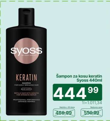 Šampon za kosu keratin Syoss 440ml