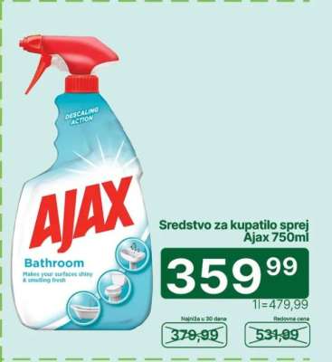 Sredstvo za kupatilo sprej Ajax 750ml