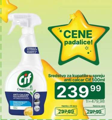 Sredstvo za kupatilo u spreju anti calcar Cif 500ml