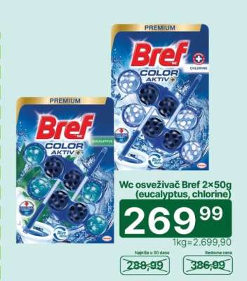 Wc osveživač Bref 2×50g (eucalyptus, chlorine)