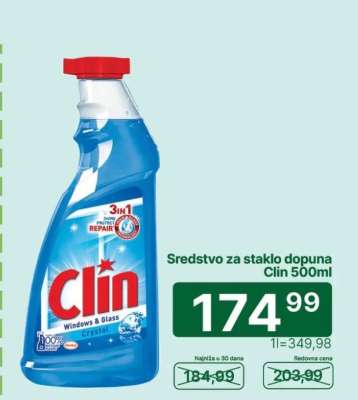 Sredstvo za staklo dopuna Clin 500ml