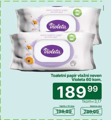 Toaletni papir vlažni neven Violeta 60 kom.