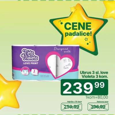 Ubrus 3 sl. love Violeta 3 kom.