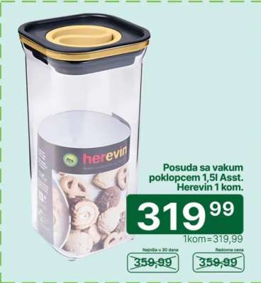 Posuda sa vakum poklopcem 1,5l Asst. Herevin 1 kom.