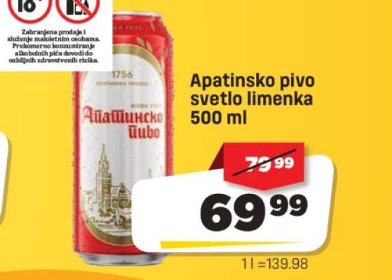 Apatinsko pivo svetlo limenka 500 ml