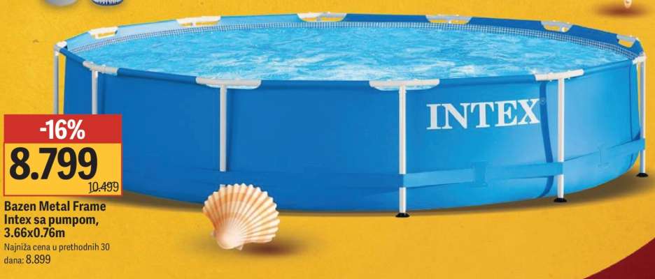 Bazen Metal Frame Intex sa pumpom, 3.66x0.76m