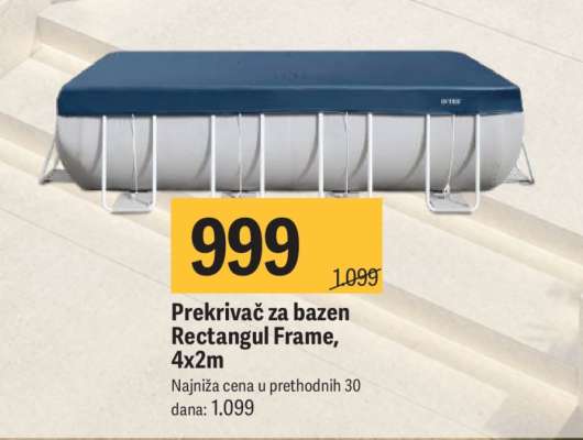 Prekrivač za bazen Rectangul Frame, 4x2m