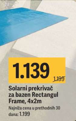 Solarni prekrivač za bazen Rectangul Frame, 4x2m