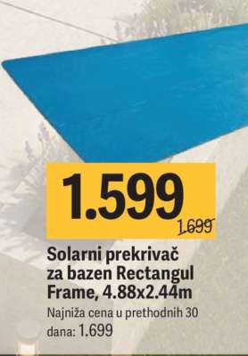Solarni prekrivač za bazen Rectangul Frame, 4.88x2.44m