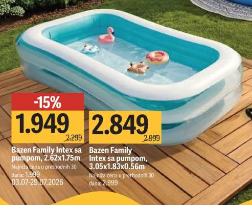 Bazen Family Intex sa pumpom, 2.62x1.75m